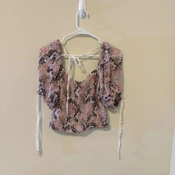NWT Back on Top Smocked Floral Top By Free People Size: Xs - Picture 5 of 7
